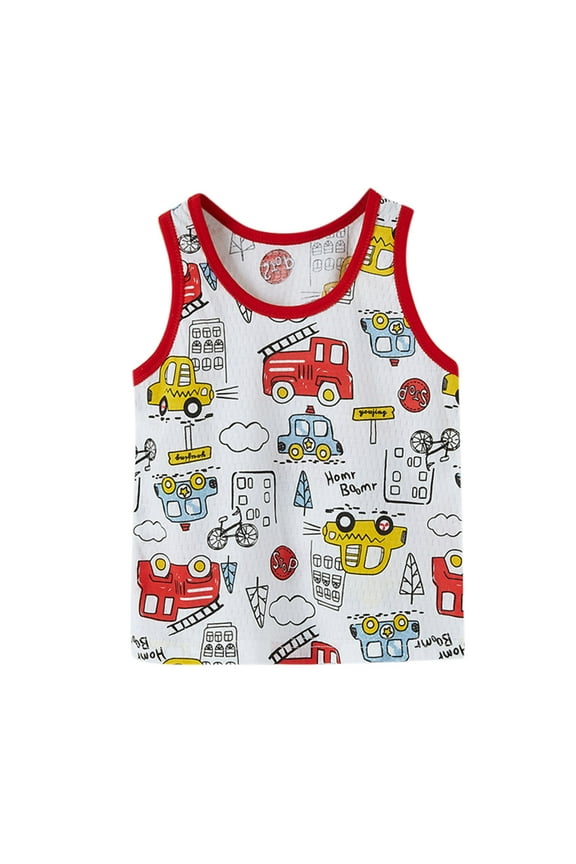 Baby Girls Tops & T-Shirts Kids Dance Racerback Crop Vest Cartoon Print Sleeveless Sports Dance Ballet Gymnastics Dancewear Pullover Tshirts Outwear,Red,6-12 Months