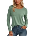 thumbnail image 1 of MIXUE Boho Tops For Women Autumn Winter Solid Color Round Neck Long Sleeve Casual Basic Soft Pullover Shirts For Women T Shirts Daily-Wear,Green,XXL, 1 of 5