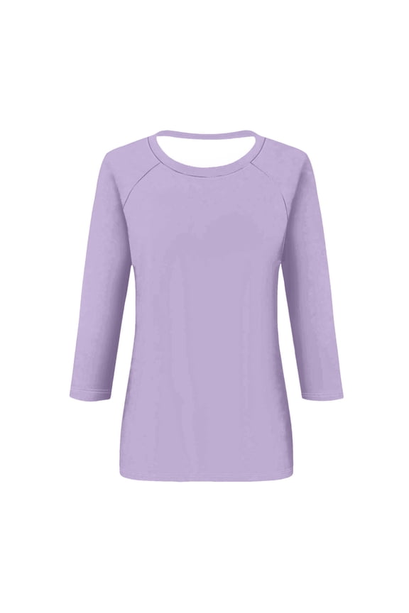 Boho Tops For Women Autumn Winter Solid Color Sleeve Round Neck Long Sleeve Casual T Shirts Holiday Wear,Black,XXL