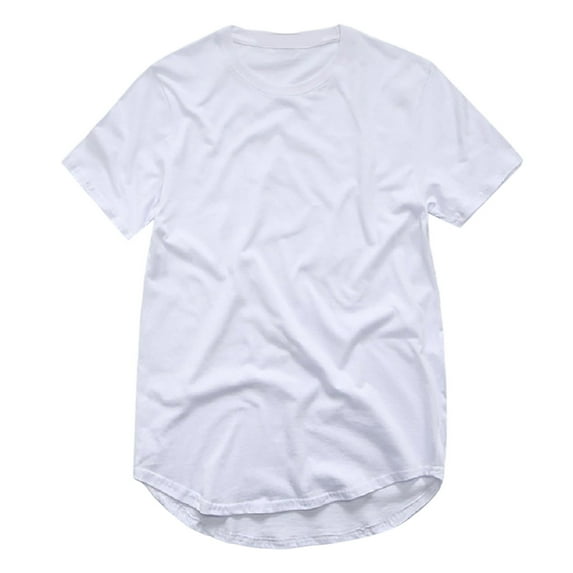 MIXUE Boho Tops For Women Summer Solid Color Round Neck Short Sleeve Casual Basic Pullover Shirts For Women Tee Shirts Daily-Wear,White,L