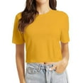 thumbnail image 1 of MIXUE Boho Tops For Women Summer Solid Color Round Neck Short Sleeve Soft Casual Basic Pullover Shirts For Women T Shirts Sportswear,Yellow,L, 1 of 5