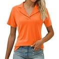 thumbnail image 1 of MIXUE Boho Tops For Women Summer Solid Color V Neck Short Sleeve Casual Soft Stylish Basic Pullover Shirts For Women T Shirts Daily-Wear,Orange,L, 1 of 5