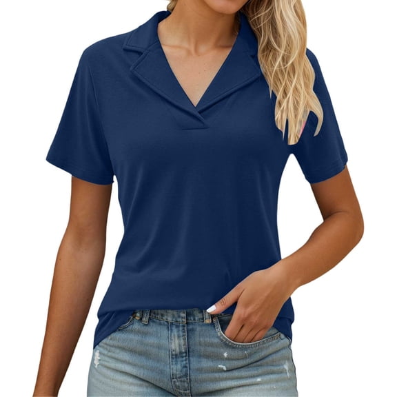 MIXUE Boho Tops For Women Summer Solid Color V Neck Short Sleeve Casual Soft Stylish Basic Pullover Shirts For Women T-shirts Streetwear,Blue,XL