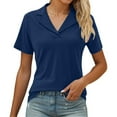 thumbnail image 1 of MIXUE Boho Tops For Women Summer Solid Color V Neck Short Sleeve Casual Soft Stylish Basic Pullover Shirts For Women Tee Shirts Sportswear,Blue,XXL, 1 of 5