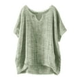 thumbnail image 1 of MIXUE Boho Tops For Women Summer Solid Color V Neck Short Sleeve Loose Fit Casual Soft Basic Pullover Shirts For Women Tshirts Activewear,Green,XXL, 1 of 2