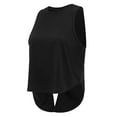 thumbnail image 1 of MIXUE Boho Tops For Women Summer Solid Color Round Neck Sleeveless Hollowed Out Yoga Loose Sports Vest Pullover Shirts For Women Tee Shirts Daily-Wear,Black,L, 1 of 4