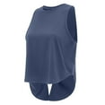 thumbnail image 1 of MIXUE Boho Tops For Women Summer Solid Color Round Neck Sleeveless Hollowed Out Yoga Loose Sports Vest Pullover Shirts For Women Tee Shirts Sportswear,Blue,L, 1 of 4