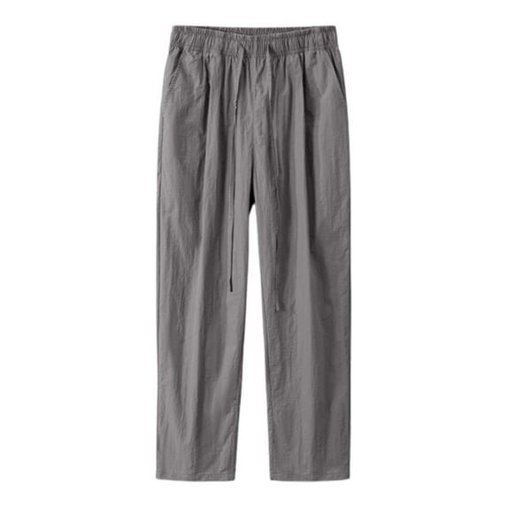 MIXUE Cargo Pants for Men Solid Color Spring Summer Jean Loose Straight Drawstring Casual Trousers Streetwear,Gray,XL