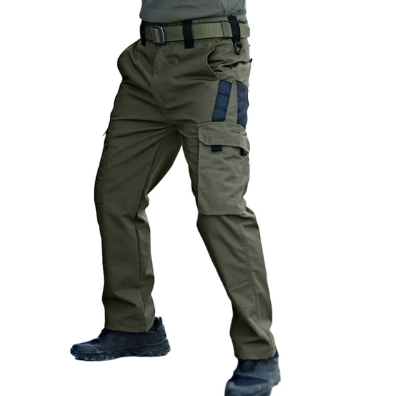 MIXUE Cargo Pants for Men Solid Color Training Work Casual Loose Comfortable Trendy Sport Pocket Trousers Streetwear,Green,XXXL