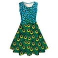 thumbnail image 1 of MIXUE Girls Casual Dresses Kids Summer Fish Scale Print Crew Neck Sleeveless A Line Dress Streetwear,Green,6-7 Years, 1 of 2