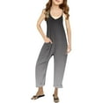 thumbnail image 1 of MIXUE Girls Jumpsuits & Rompers Kids Summer Gradient Print Spaghetti Strap V Neck Sleeveless Loose Fit Casual With Pockets Bodysuits Daily-Wear,Black,5-6 Years, 1 of 5
