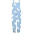 thumbnail image 1 of MIXUE Girls Jumpsuits & Rompers Kids Summer Rabbit Print Spaghetti Strap Sleeveless Overalls Bodysuits Daily-Wear,Blue,7-8 Years, 1 of 4