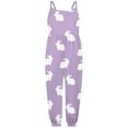 thumbnail image 1 of MIXUE Girls Jumpsuits & Rompers Kids Summer Rabbit Print Spaghetti Strap Sleeveless Overalls Bodysuits Sportwear,Pink,5-6 Years, 1 of 1