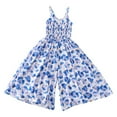thumbnail image 1 of MIXUE Girls Jumpsuits & Rompers Summer Butterfly Print Spaghetti Straps Sleeveless Loose Casual Wide Leg Fashion Bodysuits Sportwear,Blue,14-15 Years, 1 of 3