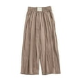 thumbnail image 1 of MIXUE Girls Pants Kids Summer Solid Color Elastic High Waist Loose Casual Wide Leg Palazzo Boho Breathable Trousers Daily-Wear,Brown,5-6 Years, 1 of 3