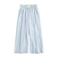 thumbnail image 1 of MIXUE Girls Pants Kids Summer Solid Color Elastic High Waist Loose Casual Wide Leg Palazzo Boho Breathable Trousers Holiday Wear,Blue,7-8 Years, 1 of 8