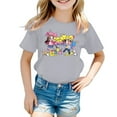 thumbnail image 1 of MIXUE Girls Tops & T-Shirts Juniors Summer Cute Cartoon Print Round Neck Short Sleeve Loose Casual Fashion Tee Shirts Streetwear,Gray,12-13 Years, 1 of 3