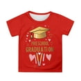 thumbnail image 1 of MIXUE Girls Tops & T-Shirts Kids Summer Cute Preschool Graduation Print Round Neck Short Sleeve Loose Fit Casual Tshirts Outwear,Red,8-9 Years, 1 of 4