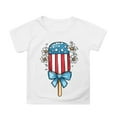 thumbnail image 1 of MIXUE Girls Tops & T-Shirts Kids Summer Fourth Of July Independence Day Ice Cream Print Round Neck Short Sleeve Casual Party Tee Shirts Sportwear,White,6-7 Years, 1 of 4