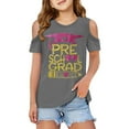 thumbnail image 1 of MIXUE Girls Tops & T-Shirts Kids Summer Preschool Graduation Cartoon Dinosaur Print Round Neck Off Shoulder Short Sleeve Loose Casual Tee Shirts Sportwear,Gray,7-8 Years, 1 of 6