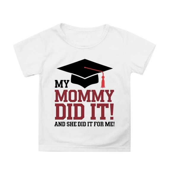 MIXUE Girls Tops & T-Shirts Kids Summer Preschool Graduation Letter Print Round Neck Short Sleeve Loose Casual T Shirts Activewear,White,8-9 Years
