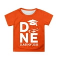 thumbnail image 1 of MIXUE Girls Tops & T-Shirts Kids Summer Preschool Graduation Letter Print Round Neck Short Sleeve Loose Fit Casual Tshirts Holiday Wear,Orange,8-9 Years, 1 of 4