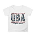 thumbnail image 1 of MIXUE Girls Tops & T-Shirts Summer Fourth Of July Independence Day Letter Print Round Neck Short Sleeve Casual Party Tee Shirts Streetwear,White,12-13 Years, 1 of 4