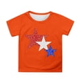 thumbnail image 1 of MIXUE Girls Tops & T-Shirts Summer Fourth Of July Independence Day Star Print Round Neck Short Sleeve Casual Party Tee Shirts Streetwear,Orange,12-13 Years, 1 of 4