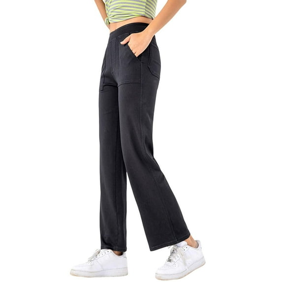 MIXUE Jeans For Women Denim Solid Color High Waist Elastic Straight Leg Trousers Pants Holiday Wear,Black,L