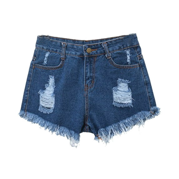 MIXUE Jeans For Women Denim Solid Color High Waist Sexy Wide Leg Shorts Holiday Wear,Blue,XXL