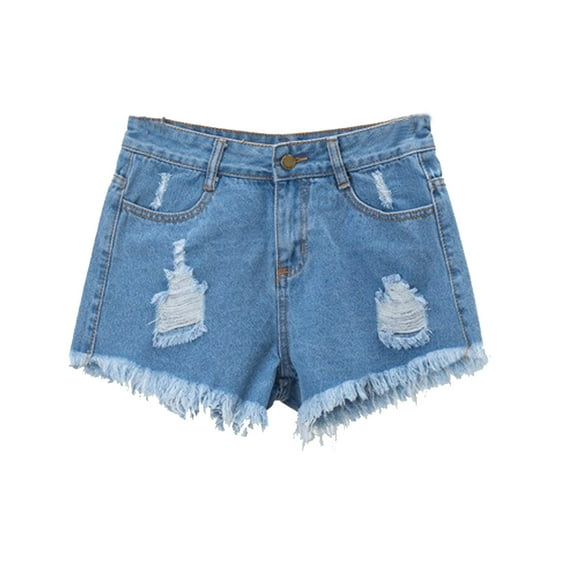 MIXUE Jeans For Women Denim Solid Color High Waist Sexy Wide Leg Shorts Sportswear,Blue,XXL