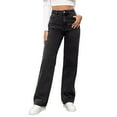thumbnail image 1 of MIXUE Jeans For Women Solid Color Fashion Loose Button Pocket Washed Polished Waist Ripped Trousers Holiday Wear,Gray,S, 1 of 5