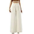thumbnail image 1 of MIXUE Jeans For Women Solid Color Lazy Casual Rolled Wide Leg Pants Spring Loose Straight Pants 2025 Trousers Daily-Wear,Beige,M, 1 of 4