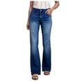 thumbnail image 1 of MIXUE Jeans For Women Solid Color Loose Straight Leg Trousers Outwear,Blue,XXL, 1 of 8