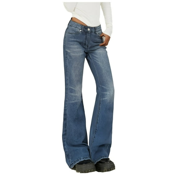 MIXUE Jeans For Women Solid Color Low Rise Basic Pants Are Slim Slim The Zipper Design Are Washed Outside Trousers Daily-Wear,Blue,S