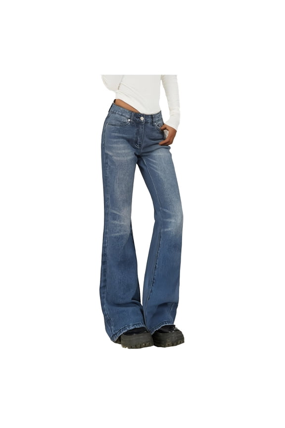 Jeans For Women Solid Color Low Rise Basic Pants Are Slim Slim The Zipper Design Are Washed Outside Trousers Sportswear,Blue,L
