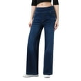 thumbnail image 1 of MIXUE Jeans For Women Solid Color Pull On Wide Leg High Waisted Stretchy Baggy Trendy Straight Leg Denim Pants Trousers Holiday Wear,Blue,S, 1 of 5