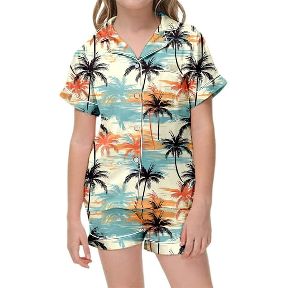 MIXUE Juniors Girls Outfit Sets Pajamas Shirt Pant Casual Sleepwear With Pockets Daily-Wear,Green,12-13 Years