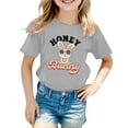 thumbnail image 1 of MIXUE Juniors Girls Tops & T-Shirts Children Casual Fashion Cartoon Print Round Neck Short Sleeve Pullover Tee Shirts Streetwear,Gray,12-13 Years, 1 of 4