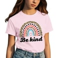 thumbnail image 1 of MIXUE Toddler Girls Tops & T-Shirts Children Rainbow Print Glitter Fashionable Summer Round Neck Short Sleeve Pullover Tshirts Outwear,Pink,3-4 Years, 1 of 4