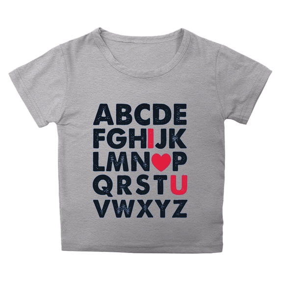 MIXUE Juniors Girls Tops & T-Shirts Kids Summer Letter Round Neck Petal Sleeve Casual Solid Color Pullover T Shirts Daily-Wear,Gray,12-13 Years