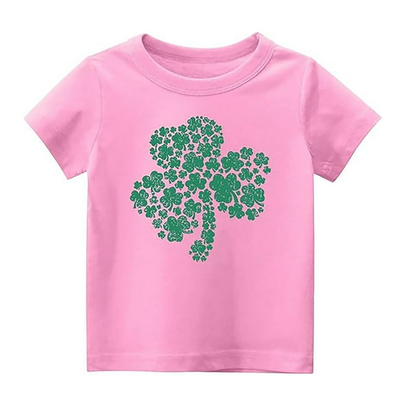 MIXUE Juniors Girls Tops & T-Shirts St. Patrick Day Cute Graphic Kids Round Neck Short Sleeve Comfortable Pullover Tee Shirts Streetwear,Pink,12-13 Years