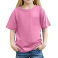 thumbnail image 1 of MIXUE Juniors Girls Tops & T-Shirts Summer Solid Color Round Neck Short Sleeve Loose Casual Beach T-shirts Holiday Wear,Pink,10-11 Years, 1 of 6