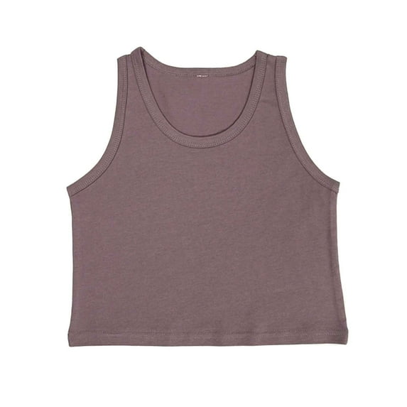 MIXUE Kids Girls T-Shirts & Tank Tops Summer Solid Color Round Neck Sleeveless Vest Casual Beach Pullover T-shirts Sportwear,Purple,6-7 Years