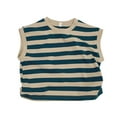 thumbnail image 1 of MIXUE Kids Girls T-Shirts & Tank Tops Summer Striped Print Round Neck Sleeveless Vest Casual Beach Pullover T Shirts Sportwear,Green,6-7 Years, 1 of 4