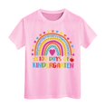 thumbnail image 1 of MIXUE Kids Girls Tops & T-Shirts 100 Days Of School Letter Print Round Neck Short Sleeve Casual Pullover T Shirts Daily-Wear,Pink,6-7 Years, 1 of 4