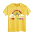 thumbnail image 1 of MIXUE Kids Girls Tops & T-Shirts 100 Days Of School Letter Print Round Neck Short Sleeve Casual Pullover T Shirts Daily-Wear,Yellow,6-7 Years, 1 of 4