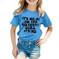 thumbnail image 1 of MIXUE Kids Girls Tops & T-Shirts Birthday Kids Summer Letter Print Round Neck Short Sleeve Casual Pullover Tshirts Holiday Wear,Blue,8-9 Years, 1 of 4