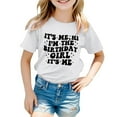 thumbnail image 1 of MIXUE Kids Girls Tops & T-Shirts Birthday Kids Summer Letter Print Round Neck Short Sleeve Casual Pullover Tshirts Holiday Wear,White,8-9 Years, 1 of 4