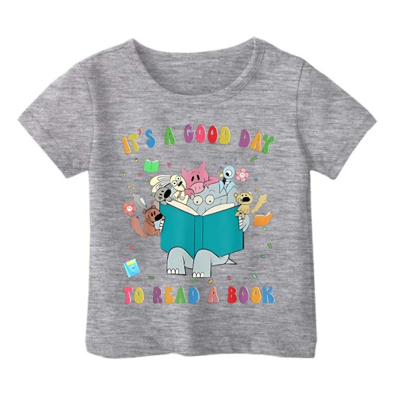 MIXUE Kids Girls Tops & T-Shirts Children Fashion Cartoon Print Loose Casual Short Sleeve Kids Comfortable Summer Pullover T Shirts Activewear,Gray,8-9 Years